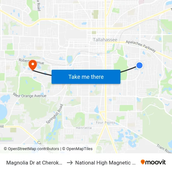 Magnolia Dr at Cherokee Dr Sb to National High Magnetic Field Lab map