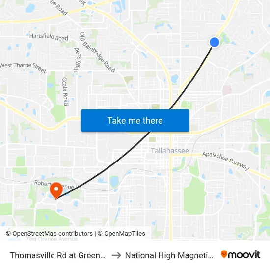 Thomasville Rd at Greenbrier Ln Nb to National High Magnetic Field Lab map