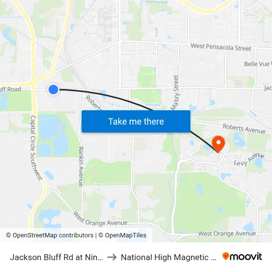 Jackson Bluff Rd at Nina Rd Wb to National High Magnetic Field Lab map