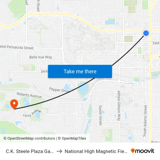 C.K. Steele Plaza Gate 24 to National High Magnetic Field Lab map
