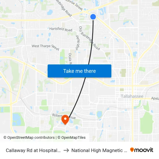 Callaway Rd at Hospitality Rd Nb to National High Magnetic Field Lab map