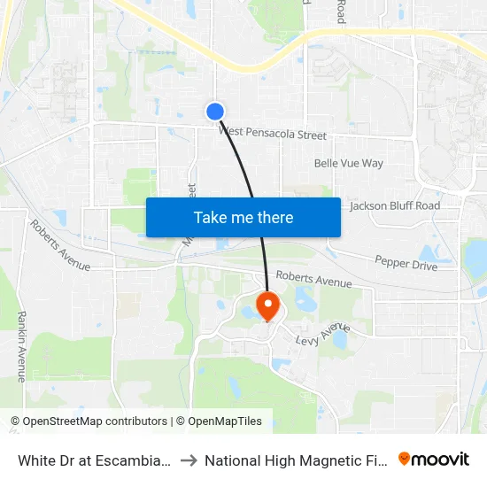 White Dr at Escambia Dr Nb to National High Magnetic Field Lab map