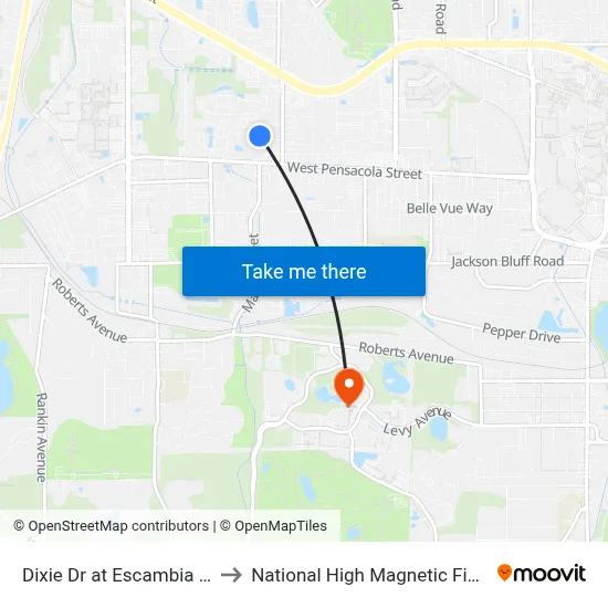 Dixie Dr at Escambia Dr Sb to National High Magnetic Field Lab map