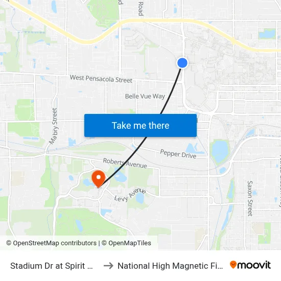 Stadium Dr at Spirit Way Sb to National High Magnetic Field Lab map