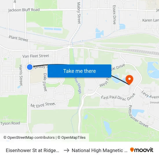 Eisenhower St at Ridgeway St Nb to National High Magnetic Field Lab map