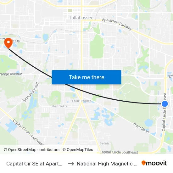Capital Cir SE at Apartments Sb to National High Magnetic Field Lab map