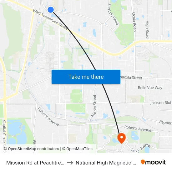 Mission Rd at Peachtree Dr Wb to National High Magnetic Field Lab map