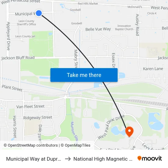 Municipal Way at Dupree St Eb to National High Magnetic Field Lab map