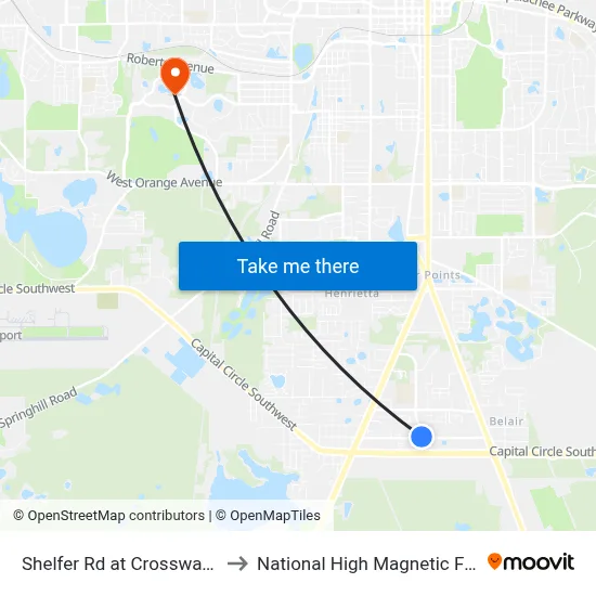 Shelfer Rd at Crossway Rd Sb to National High Magnetic Field Lab map