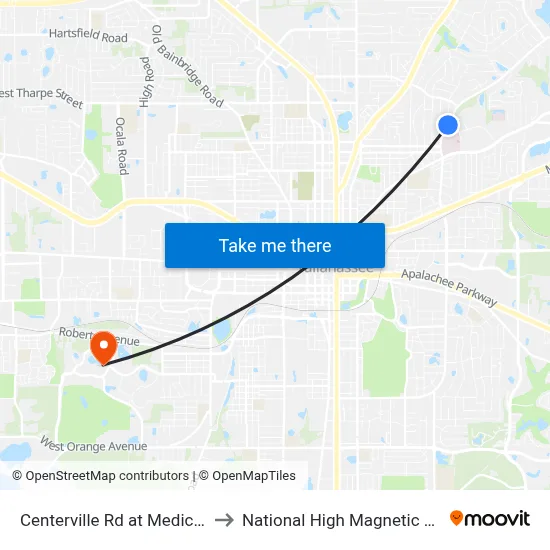Centerville Rd at Medical Dr Nb to National High Magnetic Field Lab map