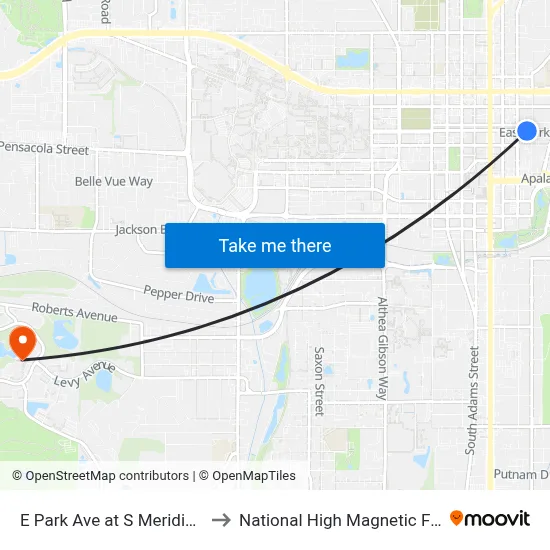 E Park Ave at S Meridian St Eb to National High Magnetic Field Lab map
