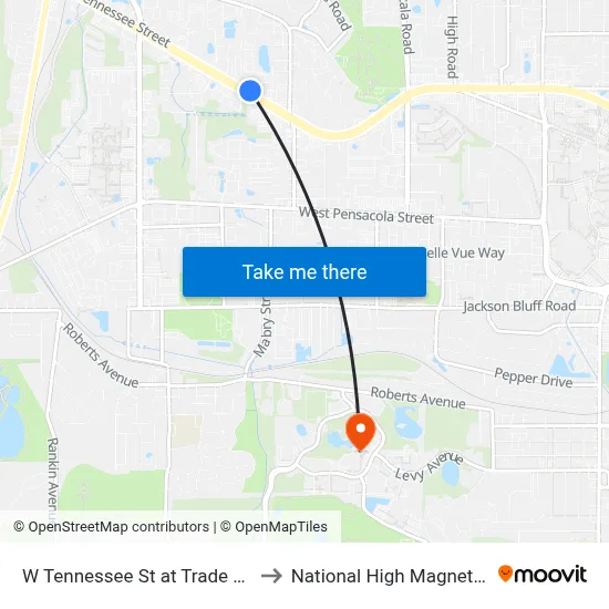 W Tennessee St at Trade Center Dr Wb to National High Magnetic Field Lab map