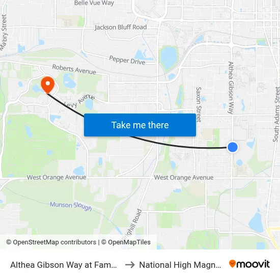 Althea Gibson Way at Famu Police Dept Nb to National High Magnetic Field Lab map