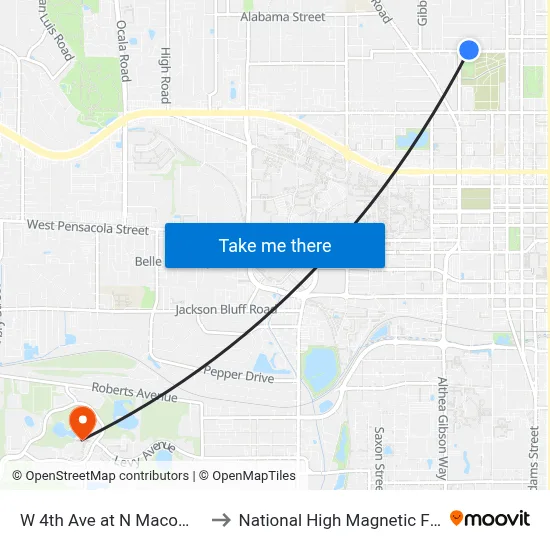 W 4th Ave at N Macomb St Eb to National High Magnetic Field Lab map