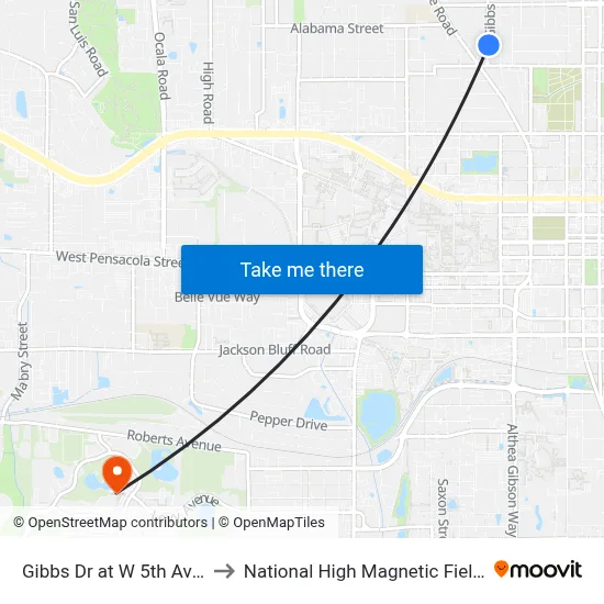Gibbs Dr at W 5th Ave Nb to National High Magnetic Field Lab map