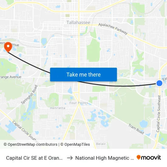 Capital Cir SE at E Orange Ave Sb to National High Magnetic Field Lab map
