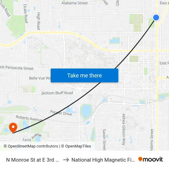 N Monroe St at E 3rd Ave Sb to National High Magnetic Field Lab map