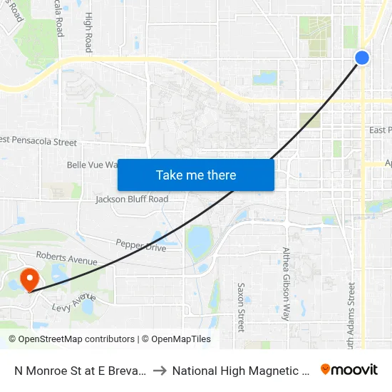 N Monroe St at E Brevard St Sb to National High Magnetic Field Lab map