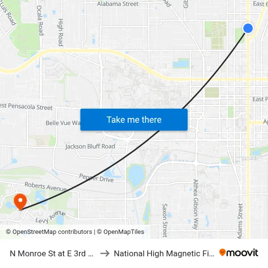 N Monroe St at E 3rd Ave Nb to National High Magnetic Field Lab map