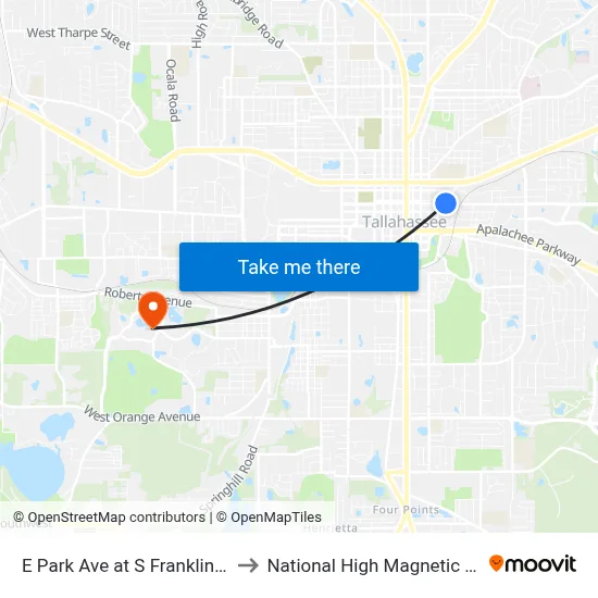 E Park Ave at S Franklin Blvd Wb to National High Magnetic Field Lab map