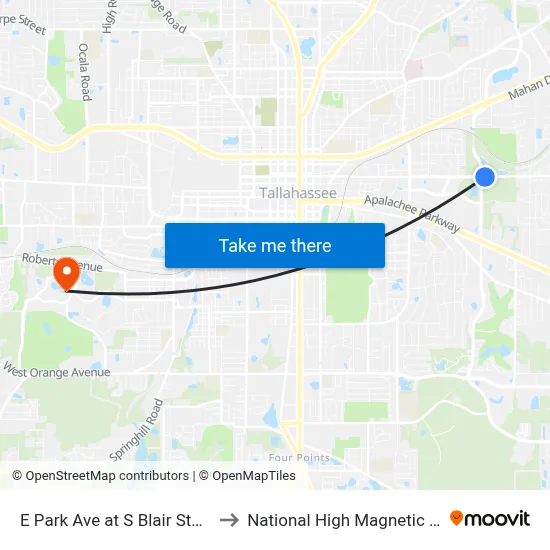 E Park Ave at S Blair Stone Rd Eb to National High Magnetic Field Lab map