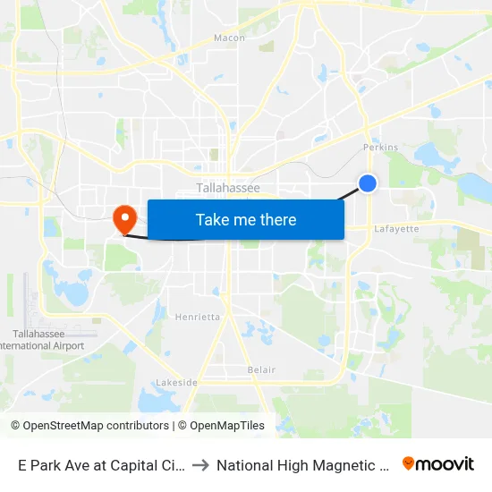 E Park Ave at Capital Cir SE Wb to National High Magnetic Field Lab map