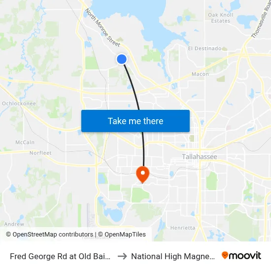 Fred George Rd at Old Bainbridge Rd Nb to National High Magnetic Field Lab map