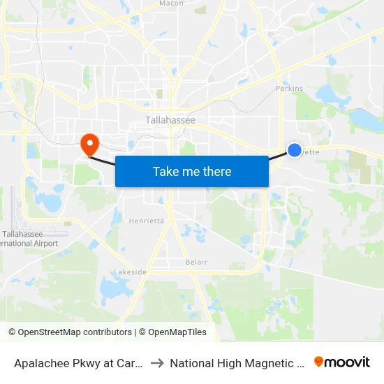 Apalachee Pkwy at Carrin Dr Eb to National High Magnetic Field Lab map