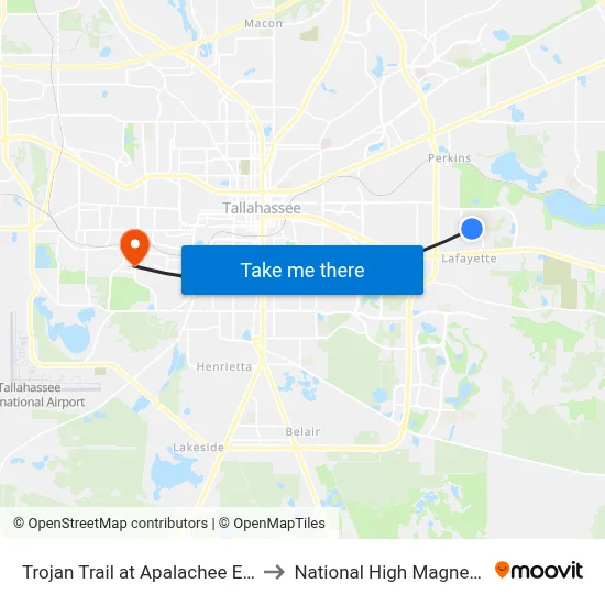 Trojan Trail at Apalachee Elementary Wb to National High Magnetic Field Lab map