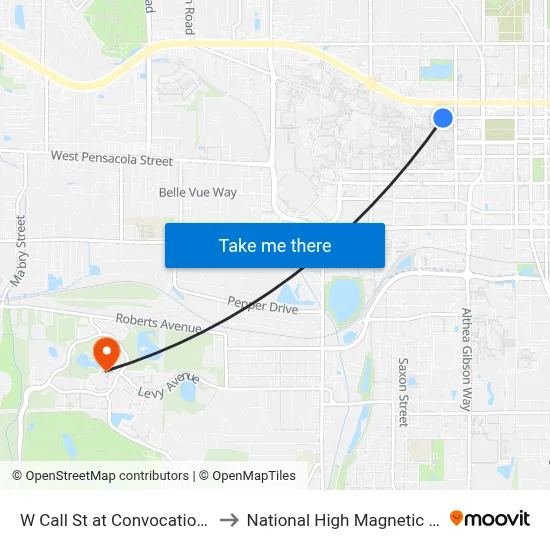 W Call St at Convocation Way Eb to National High Magnetic Field Lab map
