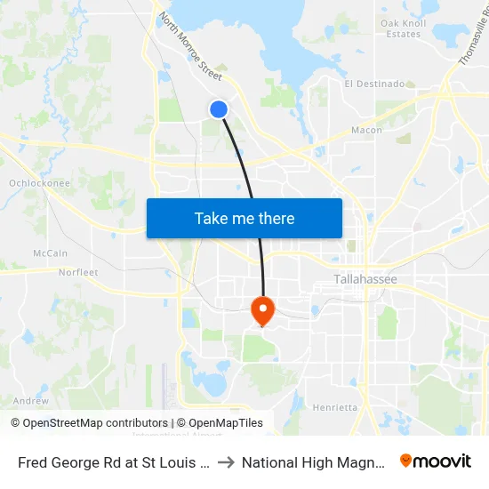Fred George Rd at St Louis Church Way Sb to National High Magnetic Field Lab map