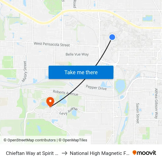 Chieftan Way at Spirit Way Sb to National High Magnetic Field Lab map