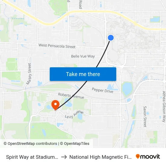 Spirit Way at Stadium Dr Eb to National High Magnetic Field Lab map
