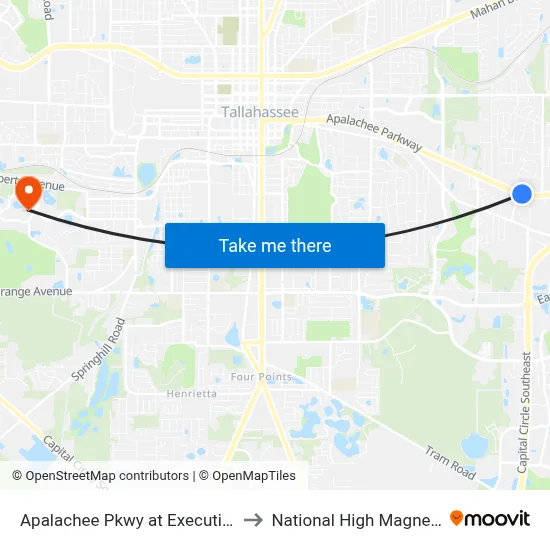 Apalachee Pkwy at Executive Center Dr Eb to National High Magnetic Field Lab map