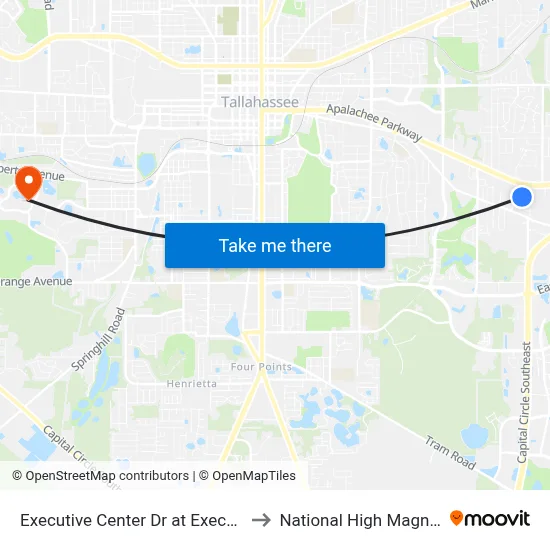 Executive Center Dr at Executive Center Cir Sb to National High Magnetic Field Lab map