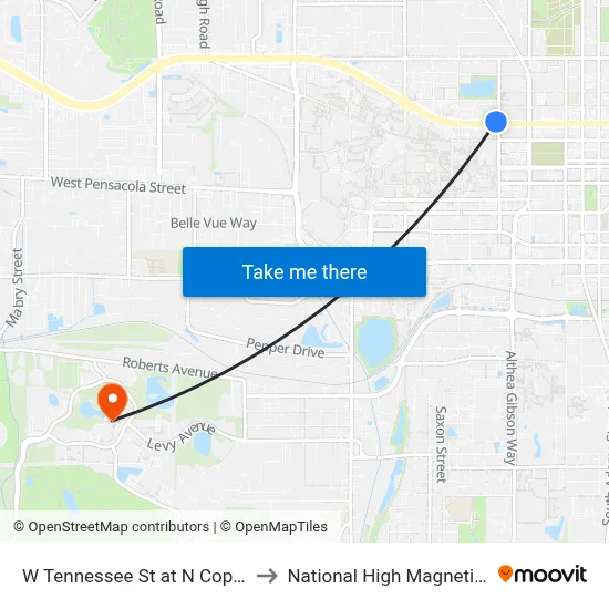 W Tennessee St at N Copeland St Wb to National High Magnetic Field Lab map