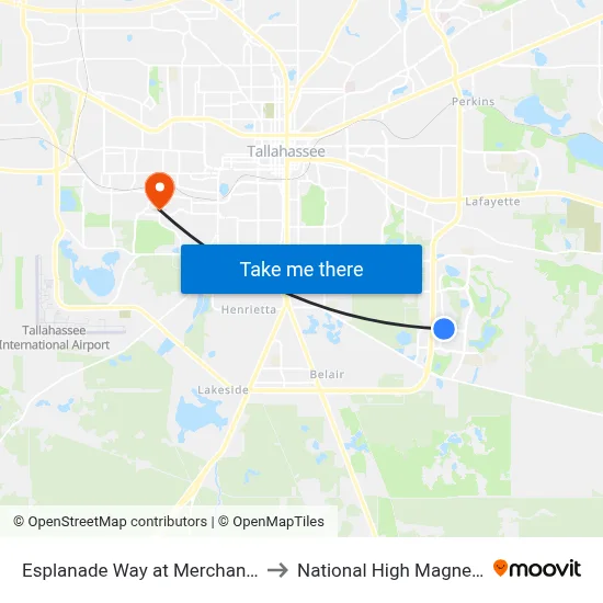 Esplanade Way at Merchants Row Blvd Sb to National High Magnetic Field Lab map