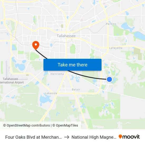 Four Oaks Blvd at Merchants Row Blvd Nb to National High Magnetic Field Lab map