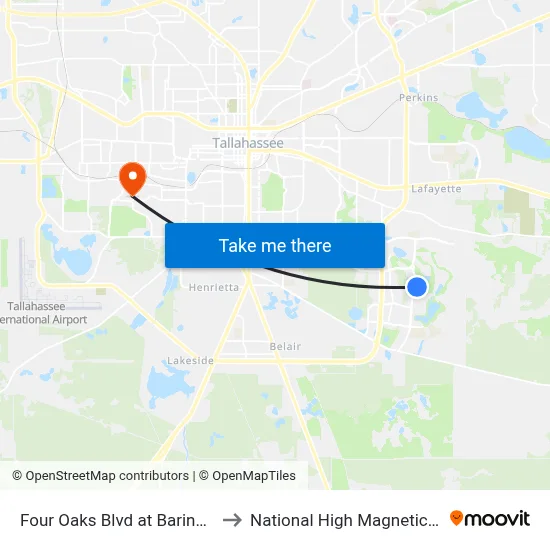 Four Oaks Blvd at Baringer Hill Nb to National High Magnetic Field Lab map