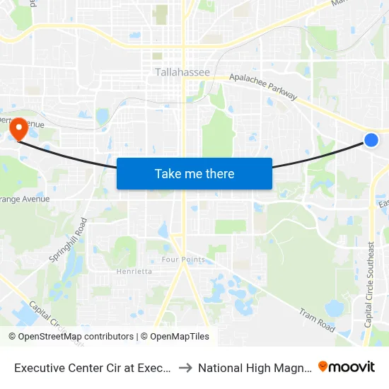 Executive Center Cir at Executive Center Dr Nb to National High Magnetic Field Lab map