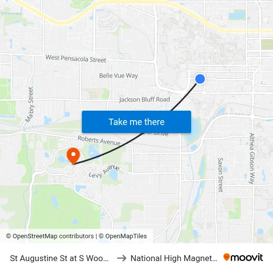 St Augustine St at S Woodward Ave Eb to National High Magnetic Field Lab map