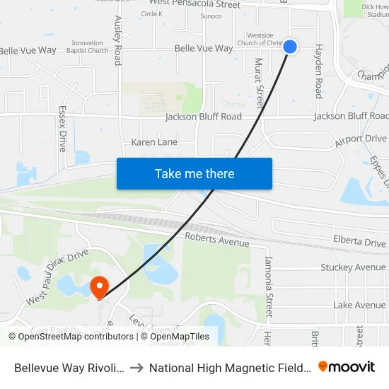 Bellevue Way Rivoli Rd to National High Magnetic Field Lab map