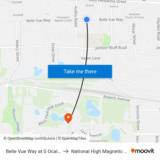Belle Vue Way at S Ocala Rd Wb to National High Magnetic Field Lab map