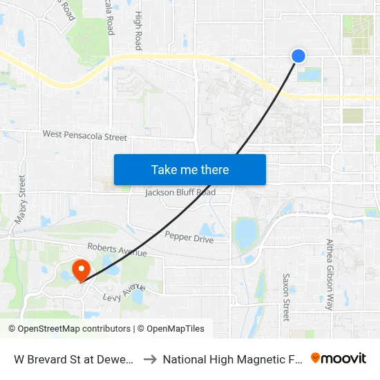 W Brevard St at Dewey St Wb to National High Magnetic Field Lab map