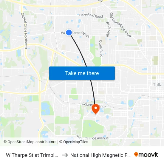 W Tharpe St at Trimble Rd Eb to National High Magnetic Field Lab map