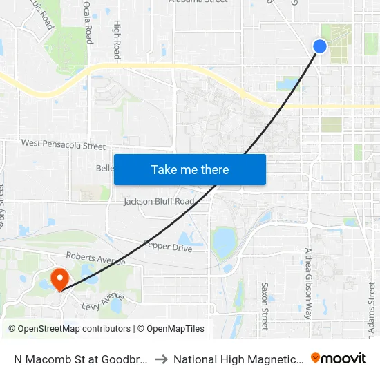 N Macomb St at Goodbread Ln Sb to National High Magnetic Field Lab map