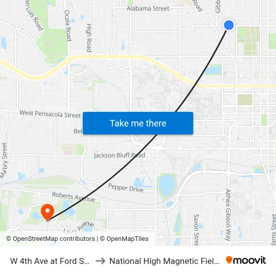 W 4th Ave at Ford St Wb to National High Magnetic Field Lab map