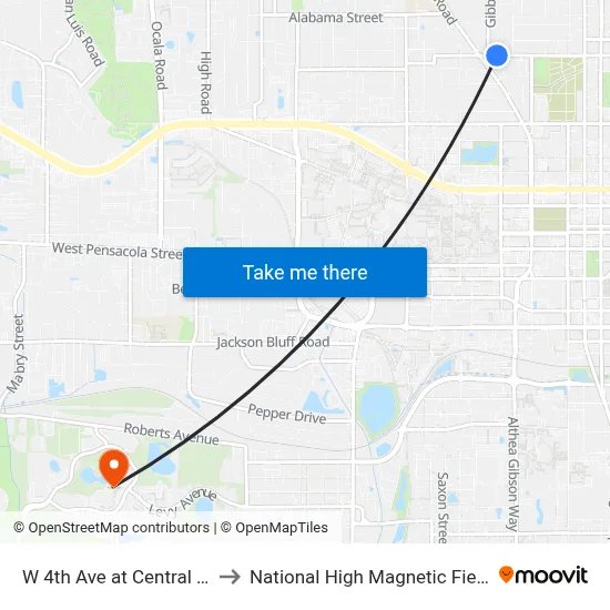 W 4th Ave at Central St Eb to National High Magnetic Field Lab map