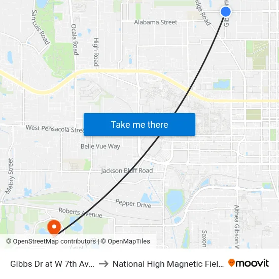 Gibbs Dr at W 7th Ave Nb to National High Magnetic Field Lab map