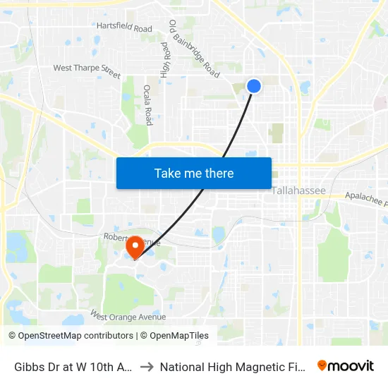 Gibbs Dr at W 10th Ave Nb to National High Magnetic Field Lab map